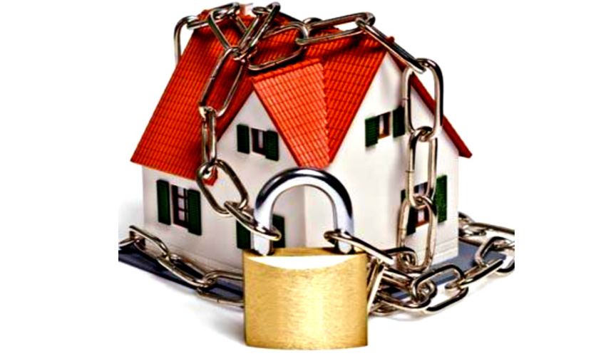 Illustratie van een Venlose woning met ketting en slot Illustratie van een Venlose woning met ketting en slot
